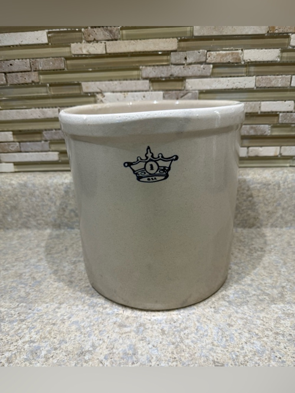 Vintage Ransbottom Blue Crown 1 Gallon Crock